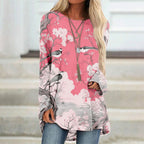 Japanese Flower And Bird Painting Art Print Long Sleeved Tunic