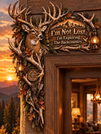🦌 "I'm Not Lost" Deer & Antler Door Corner Decor