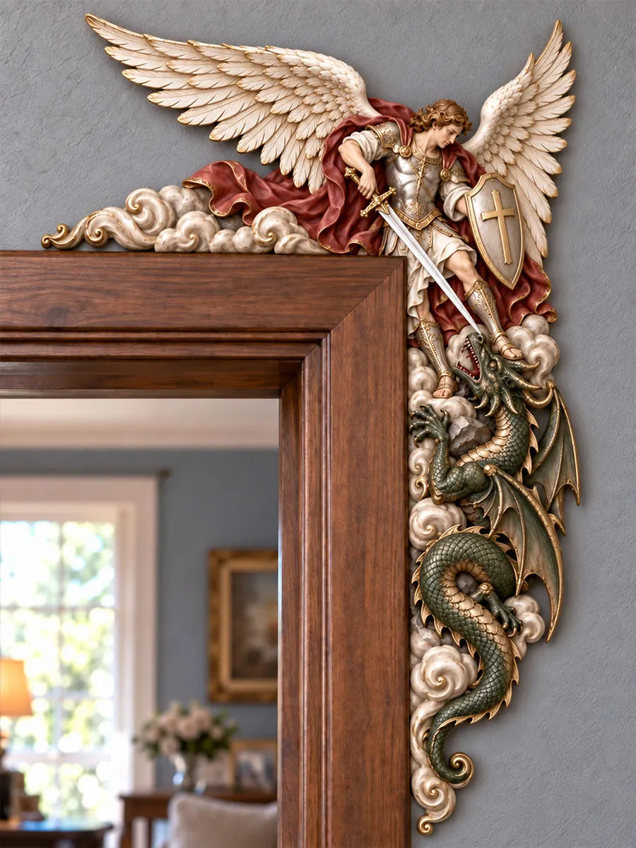 Archangel Michael Defeating the Dragon Door Frame Corner Decor