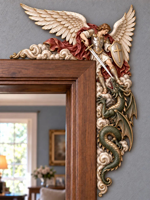 Archangel Michael Defeating the Dragon Door Frame Corner Decor