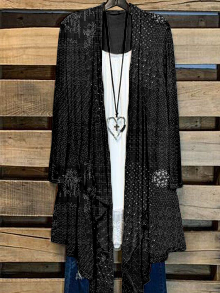 Japanese Traditional Sashiko Art Flowy Cardigan