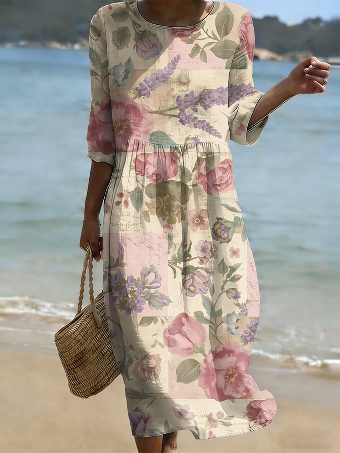 Women'S Casual Botanical Floral Print Dress