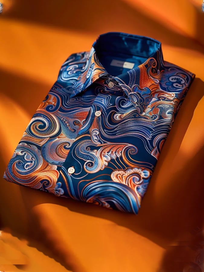 Men's casual fashion printed pattern shirt