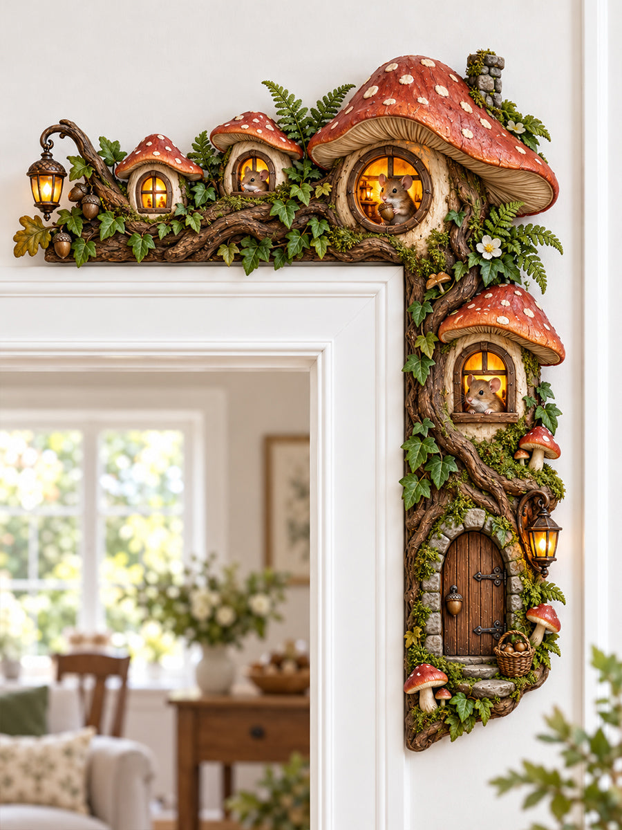Enchanted Mushroom Mouse House Door Corner Decor