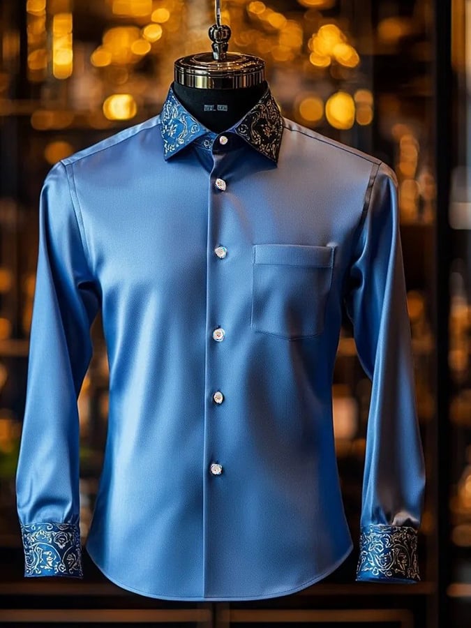 Men's Elegant Romantic Gorgeous Pattern Long Sleeve Shirt