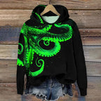 Japanese Ocean Octopus Print Hoodie