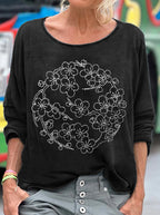 Cherry Blossom Japanese Embroidery Art Washed T Shirt