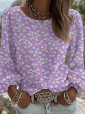 Women's Casual Floral Print Long-Sleeved Top