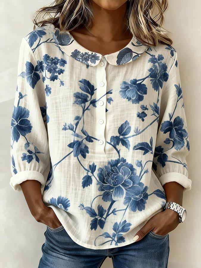 Women's Casual Color Block Print Short-Sleeve Top