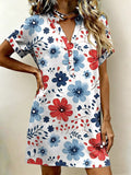 Women's Casual Patriotic Floral Print Dress