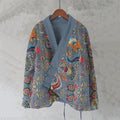 Japanese Embroidery Flower Art Cozy Fleece Kimono Cardigan
