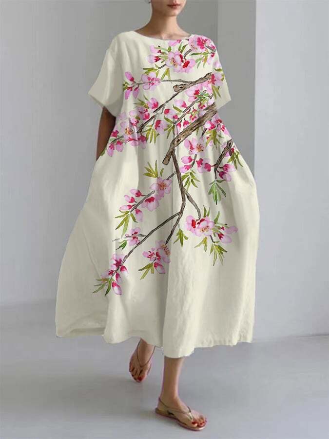 Women's Vintage Casual Plus-size Floral Print Dress