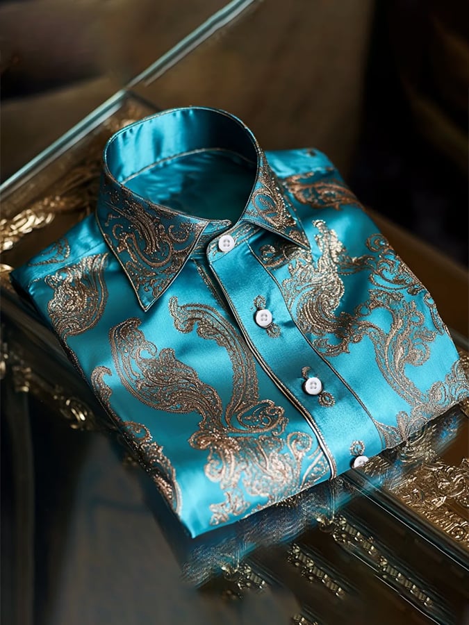Men's Fashion Design Printed Long Sleeve Shirt