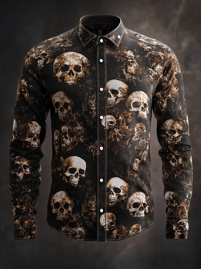 Men's Vintage Art Skull Shirt