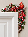 Christmas Cardinal Wooden Door Corner Decor