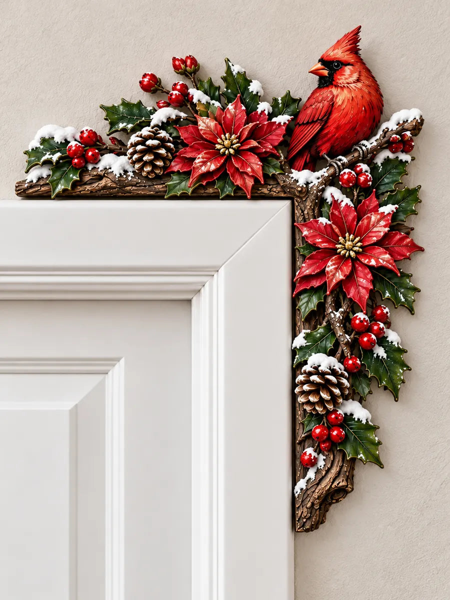 Christmas Cardinal Wooden Door Corner Decor