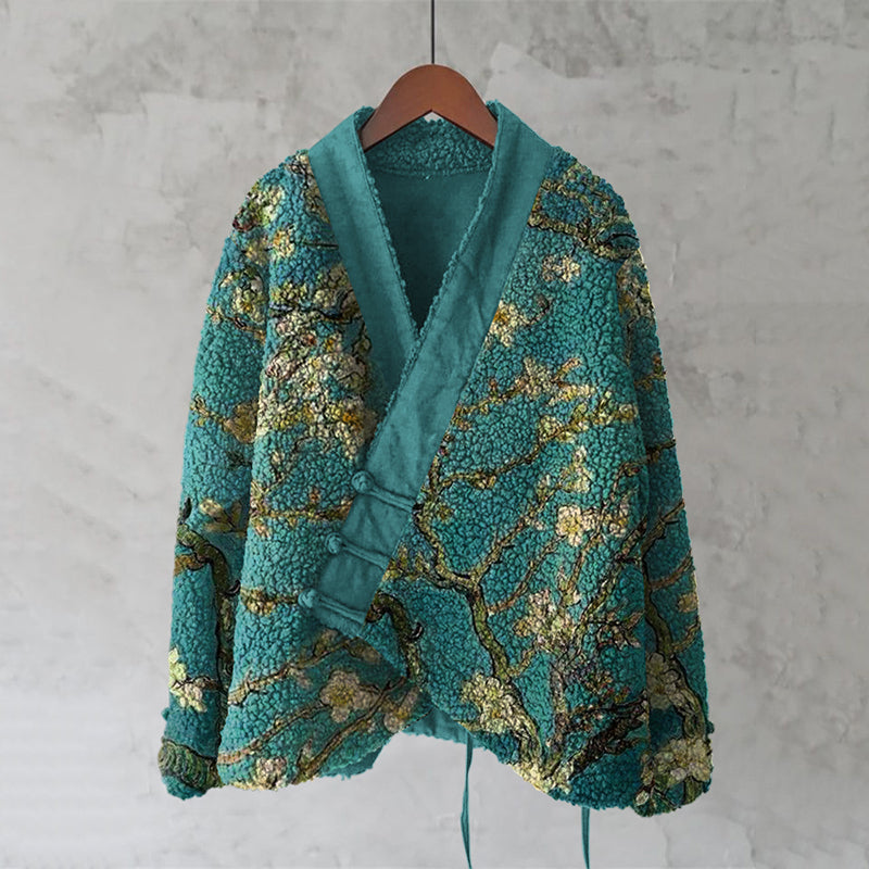 Japanese Floral Embroidery Print Women'S Kimono Cardigan