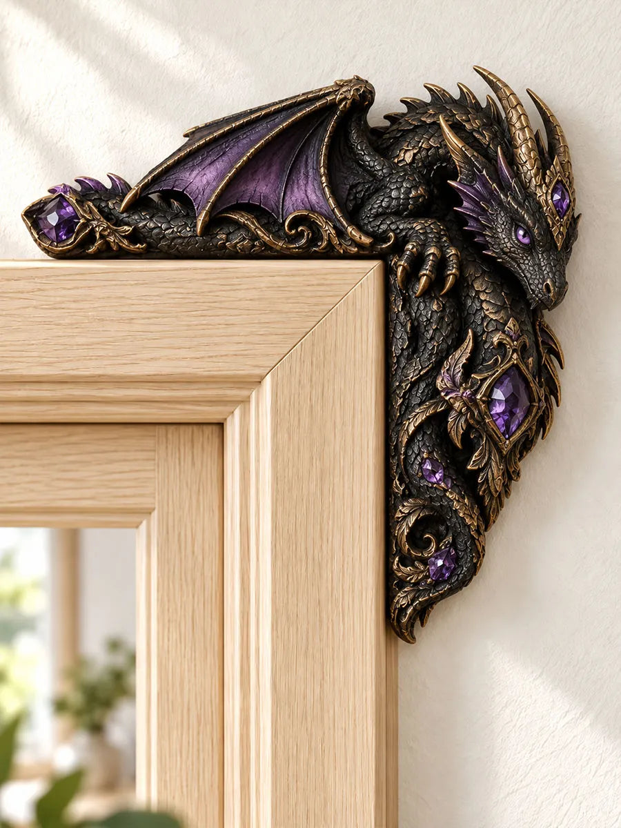 Midnight Amethyst Dragon Door Frame Corner Ornament