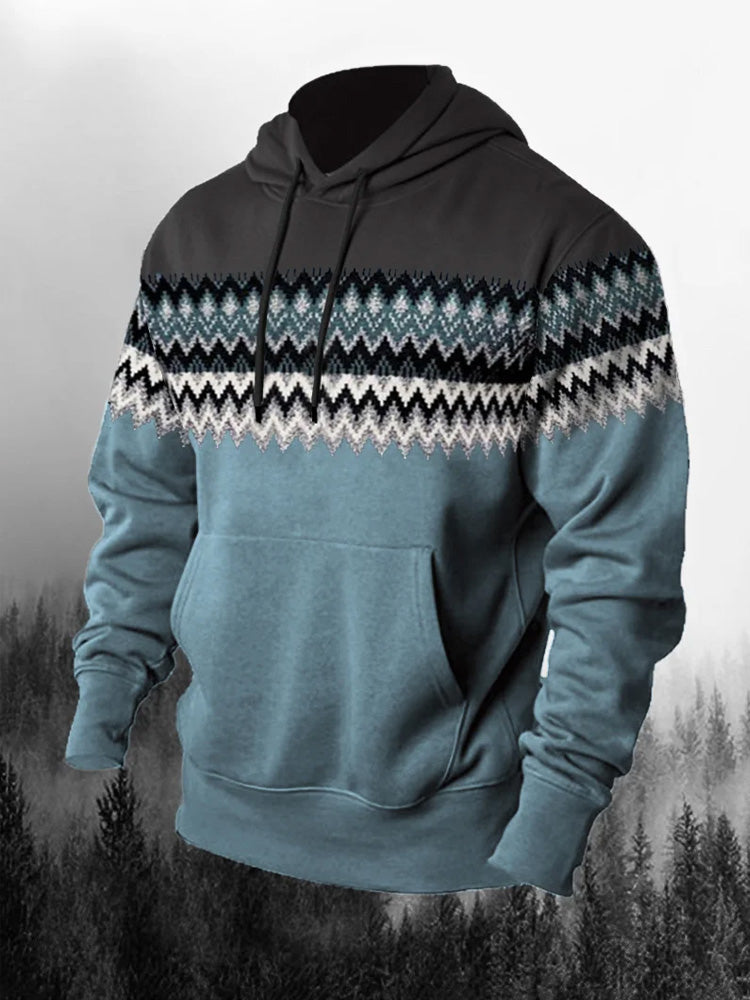 Men's Outdoor Vintage Print Hoodie