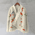 Magnolia Japanese Persimmon Art Cozy Fleece Kimono Cardigan