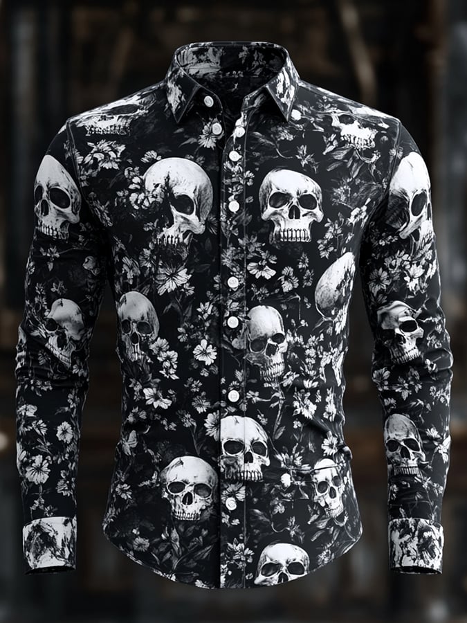 Men's Vintage Art Skull Shirt