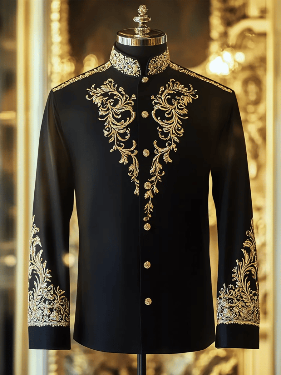 Men's Vintage Stand Collar Long Sleeve Shirt