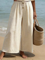 Women's Casual V-Neck Cutout Patchwork Loose Jumpsuit
