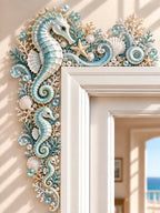 🐚 Nautical Mosaic Sea Horse And Coral Beach Style Door Frame Corner Decor