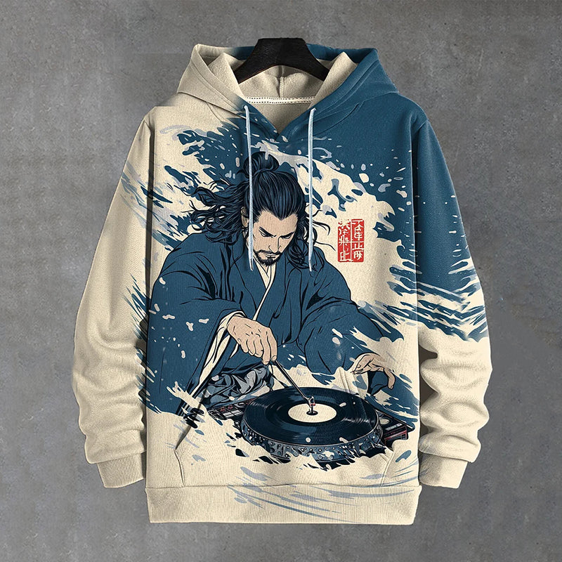 Men's Japan Samurai Playing Music Art Hoodie