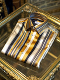 Men's Satin Striped Luxury Business Long Sleeve Shirt