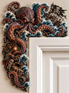 🐙 Giant Kraken Octopus and Pirate Ship Door Corner Decor