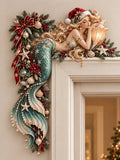 🧜‍♀️ Christmas Mermaid Door Frame Topper – Coastal Holiday Ocean Corner Decor