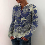 Vintage Geometric Floral Japanese Print Women's Sweater