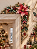 Christmas Poinsettia Wooden Door Corner Decor
