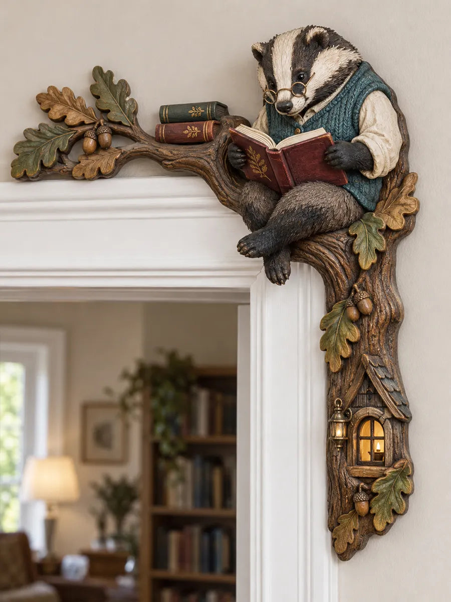 📚Charming Reading Badger Door Frame Corner Decor