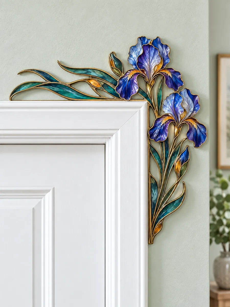 🌸Stunning Stained Glass Iris Door Corner Decor