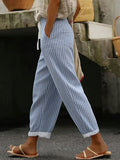 Women's Retro Stripe Art Print Design Casual Pants