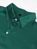 Men's  Solid Satin Long Sleeve Shirt