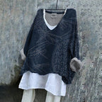 Japanese Traditional Art Embroidered Linen Blend Flowy Tunic