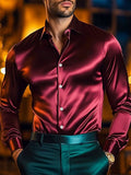 Men's  Solid Satin Long Sleeve Shirt