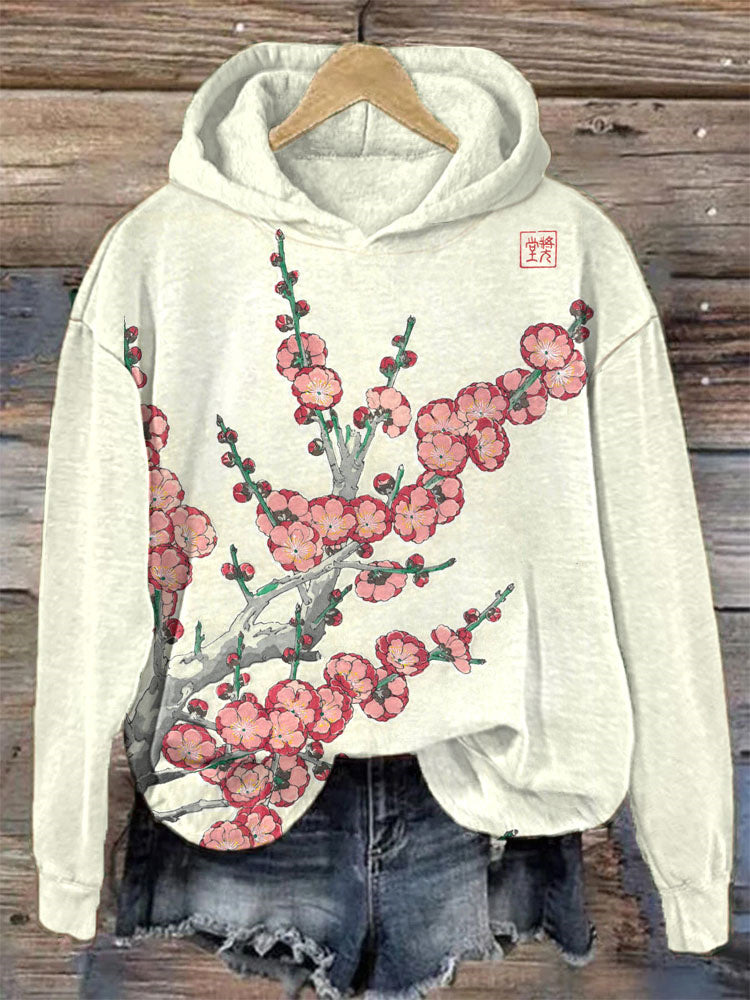 Plum Blossom Art Painting Print Casual Fashion Hoodie