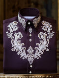 Men's Contrast Color Print Long Sleeve Shirt