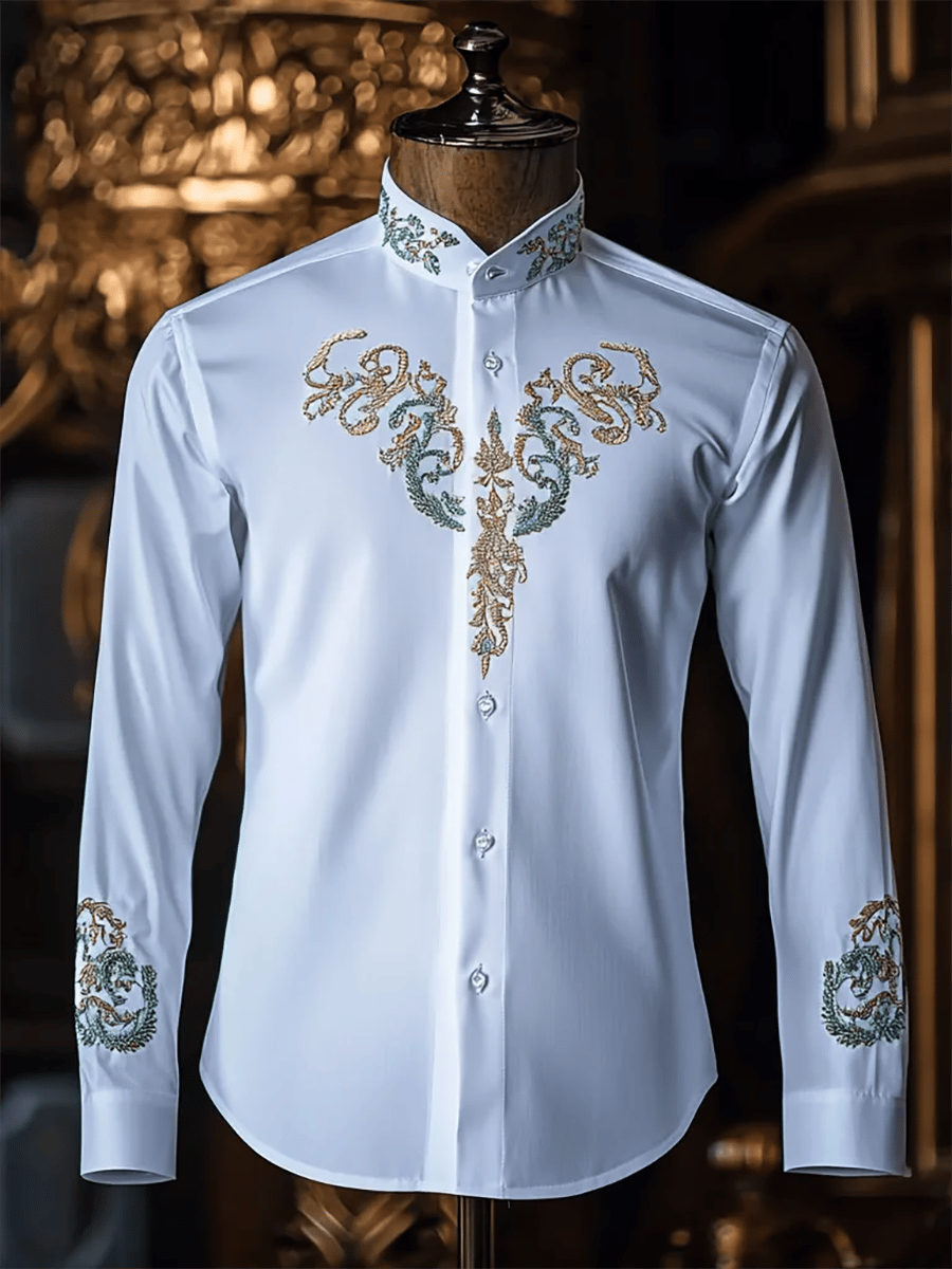 Men's Vintage Stand Collar Long Sleeve Shirt