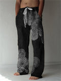 Sea Waves Ripples Japanese Lino Art Linen Blend Casual Pants