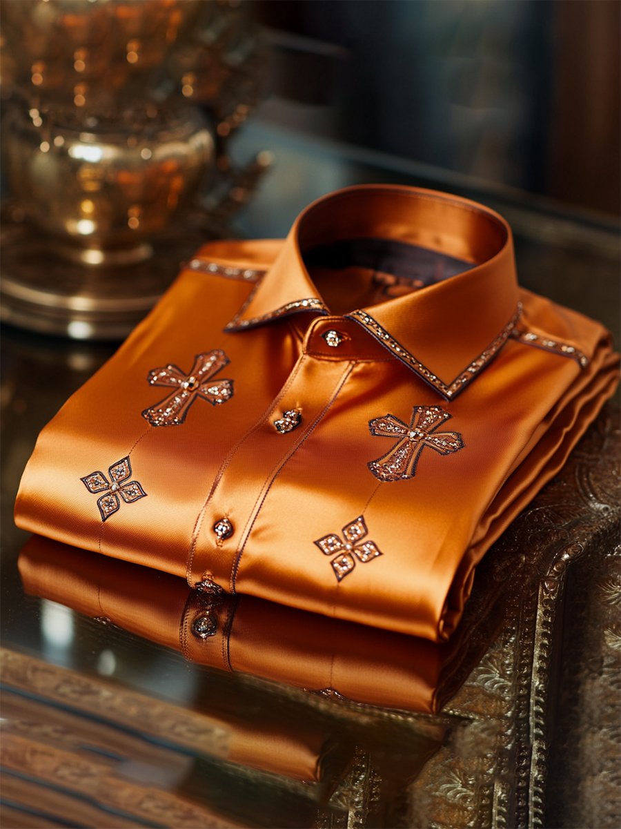 Men's Satin Luxury Business Long Sleeve Shirt