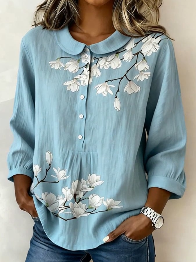 Women's Casual Color Block Print Short-Sleeve Top