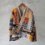 Japanese Floral Geometric Patchwork Pattern Women's Kimono