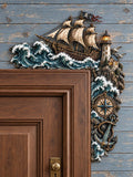 Stormy Pirate Ship & Nautical Compass Door Frame Corner Decor