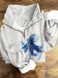 Vintage Ethereal Octopus Art Pattern Zip Up Cozy Sweatshirt