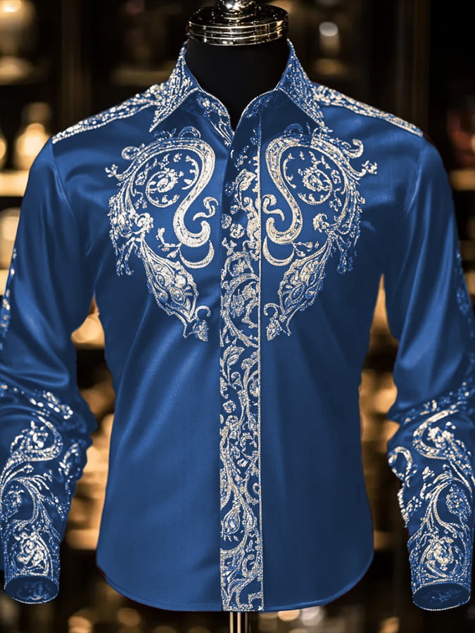 Men's Fashion Design Printed Long Sleeve Shirt